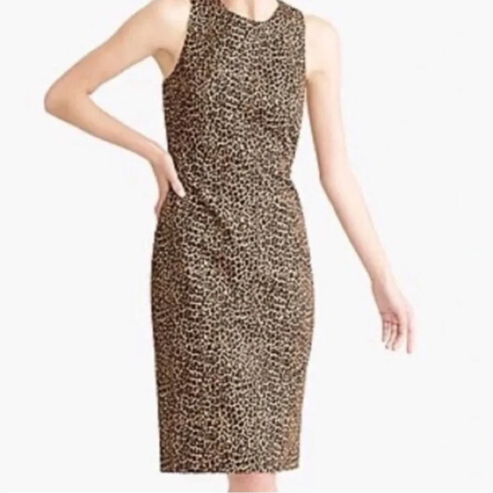 J Crew - Leopard Print Sheath Dress - Size 2 - Picture 3 of 8